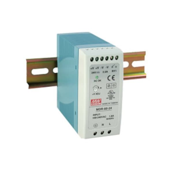 Power Supply, 85 to 264V AC/120 to 370V DC, 24V DC, 60W, 2.5A, DIN Rail